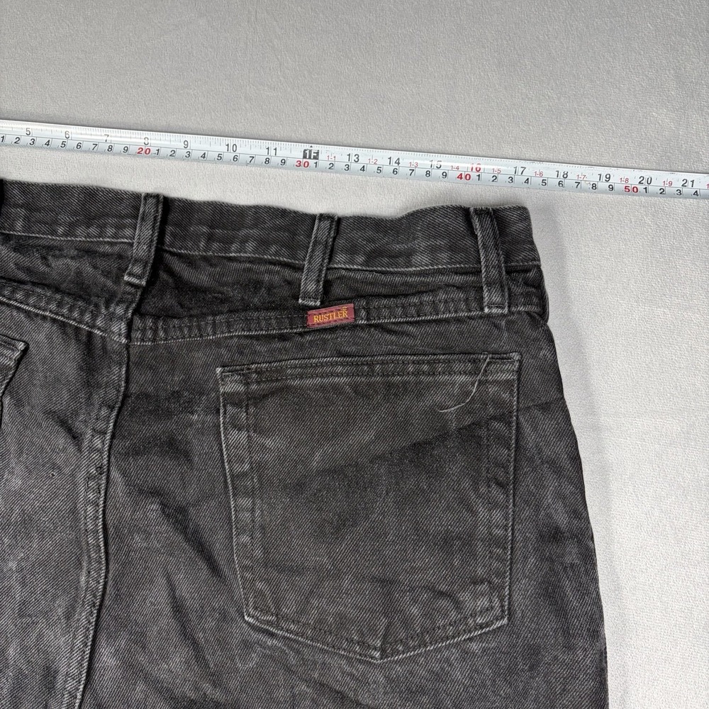 Vintage Rustler Jeans Men's Size 38x29 Black Faded Splattered Denim Straight - Picture 7 of 10